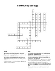 Community Ecology Crossword Puzzle