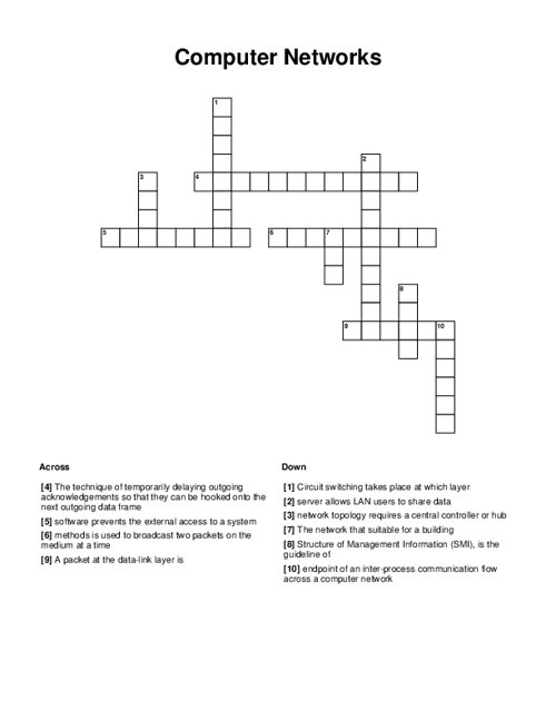 Computer Networks Crossword Puzzle
