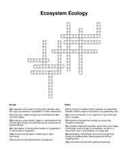 Ecosystem Ecology Crossword Puzzle