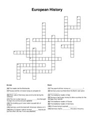 European History Crossword Puzzle