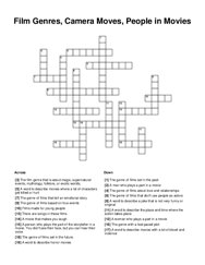 Film Genres, Camera Moves, People in Movies Crossword Puzzle