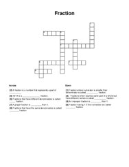 Fraction Crossword Puzzle