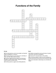 Functions of the Family Crossword Puzzle