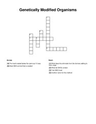 Genetically Modified Organisms Crossword Puzzle