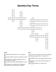 Genetics Key Terms Crossword Puzzle