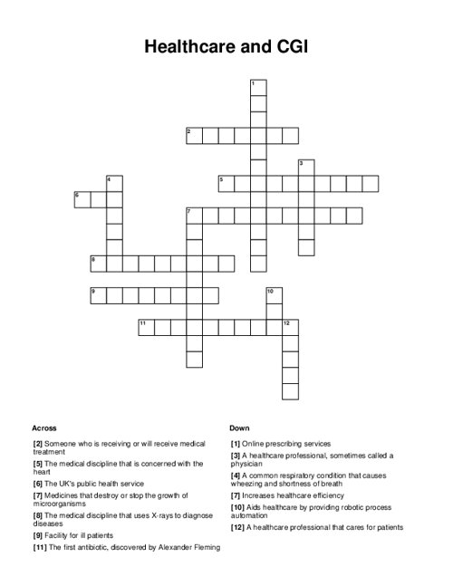 Healthcare and CGI Crossword Puzzle