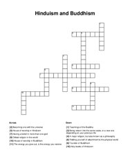 Hinduism and Buddhism Crossword Puzzle