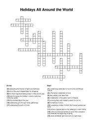 Holidays All Around the World Crossword Puzzle