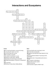 Interactions and Ecosystems Crossword Puzzle