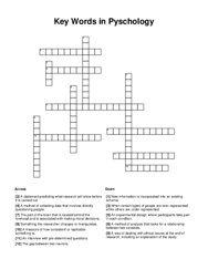 Key Words in Pyschology Crossword Puzzle