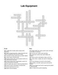 Lab Equipment Crossword Puzzle