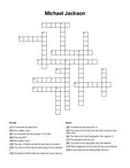 Michael Jackson Crossword Puzzle