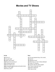 Movies and TV Shows Crossword Puzzle
