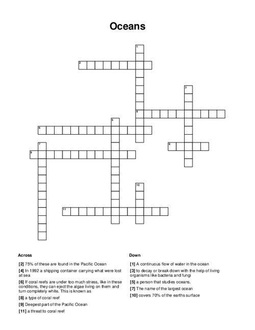 Oceans Crossword Puzzle