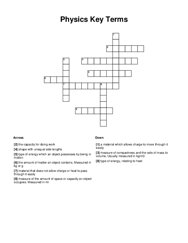 Physics Key Terms Crossword Puzzle