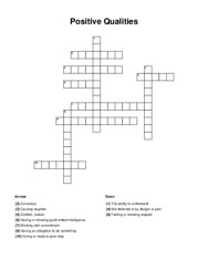 Positive Qualities Crossword Puzzle