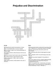 Prejudice and Discrimination Crossword Puzzle