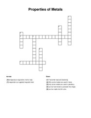 Properties of Metals Crossword Puzzle