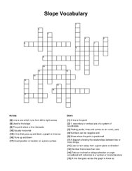 Slope Vocabulary Crossword Puzzle