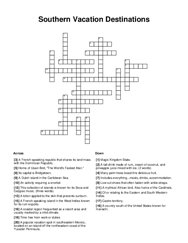 Southern Vacation Destinations Word Scramble Puzzle