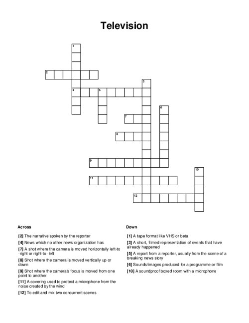 Television Crossword Puzzle