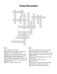 Texas Revolution Crossword Puzzle