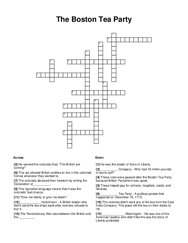The Boston Tea Party Crossword Puzzle