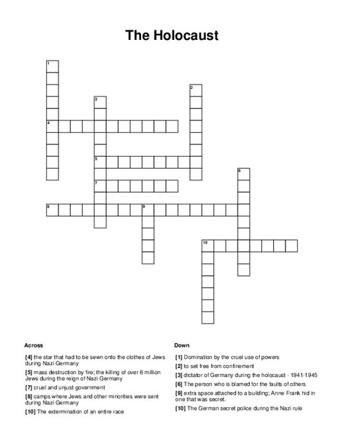The Holocaust Crossword Puzzle