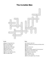 The Invisible Man Crossword Puzzle