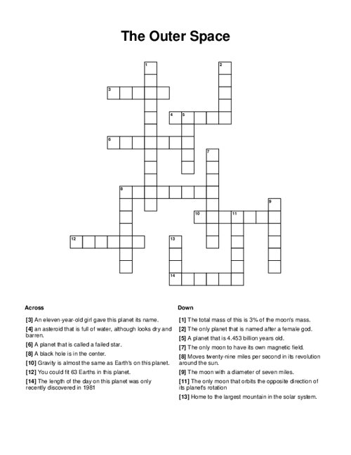 The Outer Space Crossword Puzzle
