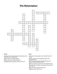 The Reformation Crossword Puzzle
