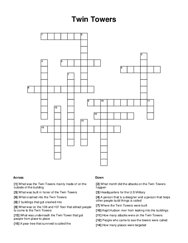 Twin Towers Crossword Puzzle