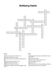 Wellbeing Habits Crossword Puzzle