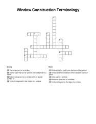 Window Construction Terminology Word Scramble Puzzle