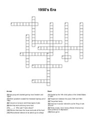 1950s Era Crossword Puzzle