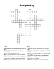 Being Healthy Crossword Puzzle
