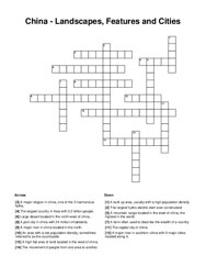 China - Landscapes, Features and Cities Word Scramble Puzzle