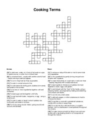 Cooking Terms Crossword Puzzle