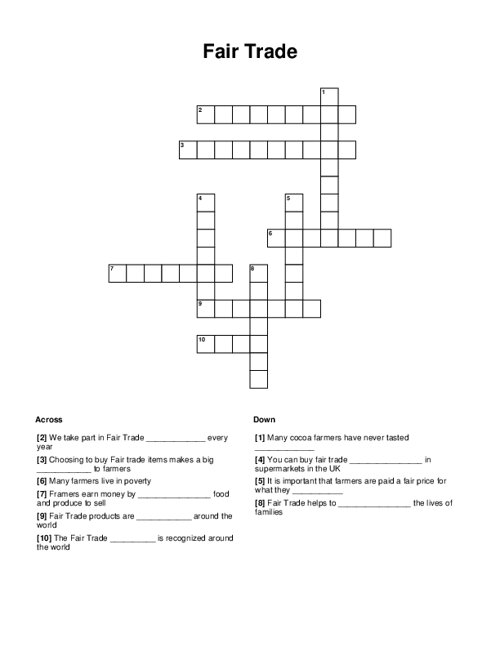 Fair Trade Crossword Puzzle