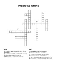 Informative Writing Crossword Puzzle