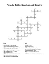 Periodic Table / Structure and Bonding Crossword Puzzle