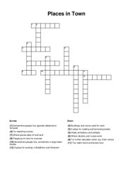 Places in Town Crossword Puzzle