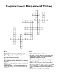 Programming and Computational Thinking Crossword Puzzle