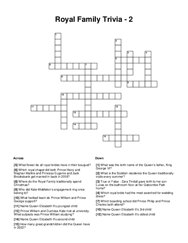 Royal Family Trivia - 2 Crossword Puzzle