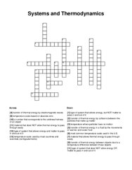Systems and Thermodynamics Crossword Puzzle