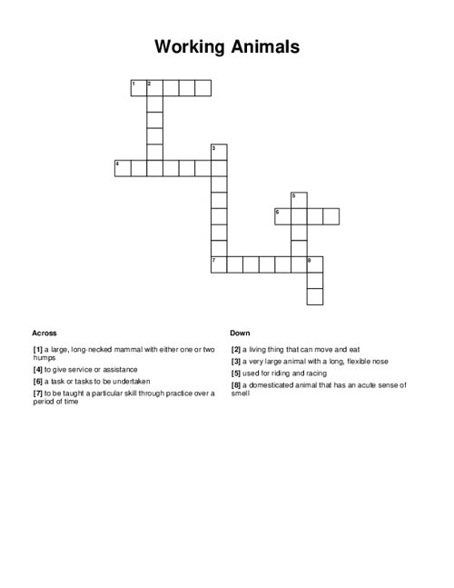 Working Animals Crossword Puzzle