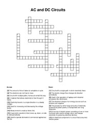 AC and DC Circuits Crossword Puzzle
