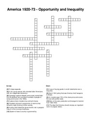 America 1920-73 - Opportunity and Inequality Word Scramble Puzzle