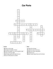 Car Parts Crossword Puzzle