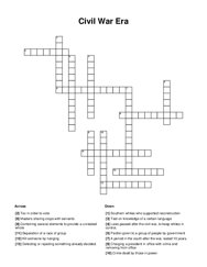 Civil War Era Crossword Puzzle